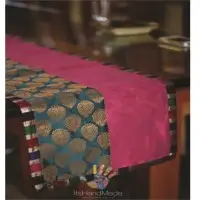 Teal and fuschia table runner